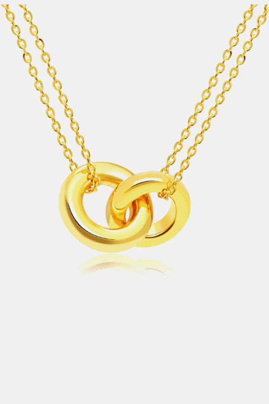 Linked Ring Pendant Chain Necklace Gold One Size - Fashorio