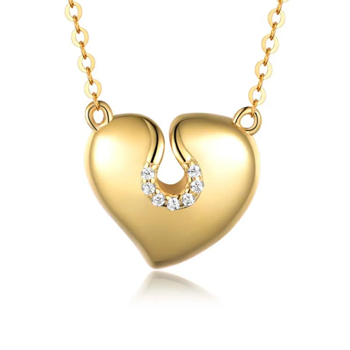 Fashorio Gold / One Size Moissanite 925 Sterling Silver Heart Necklace