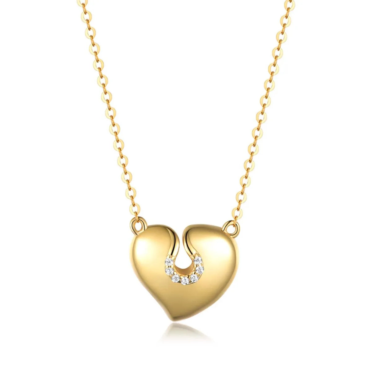 Fashorio Gold / One Size Moissanite 925 Sterling Silver Heart Necklace