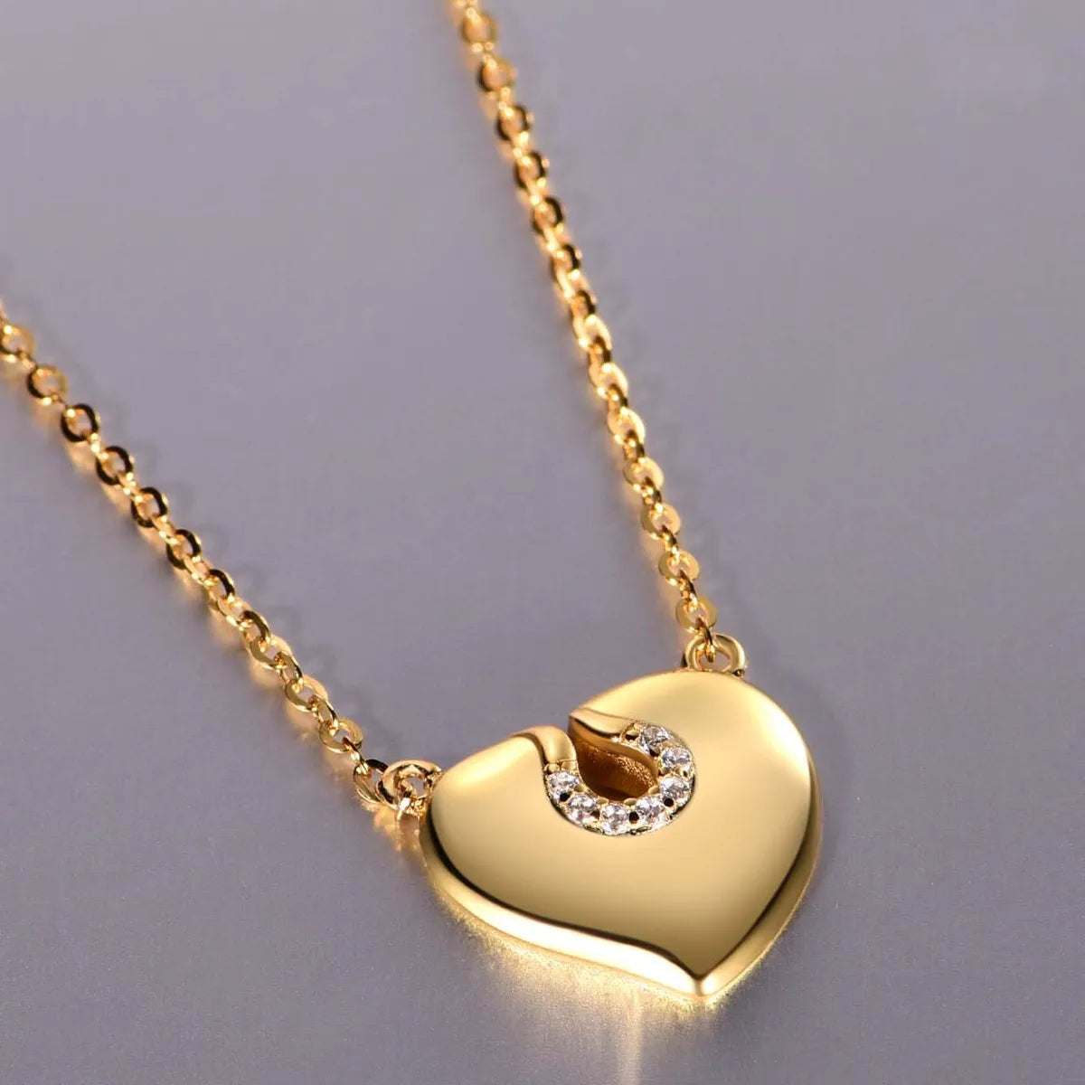Fashorio Gold / One Size Moissanite 925 Sterling Silver Heart Necklace