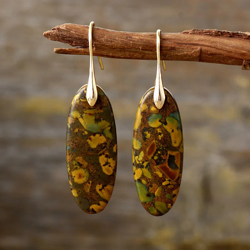 Fashorio Gold / One Size Natural Stone Copper Dangle Earrings