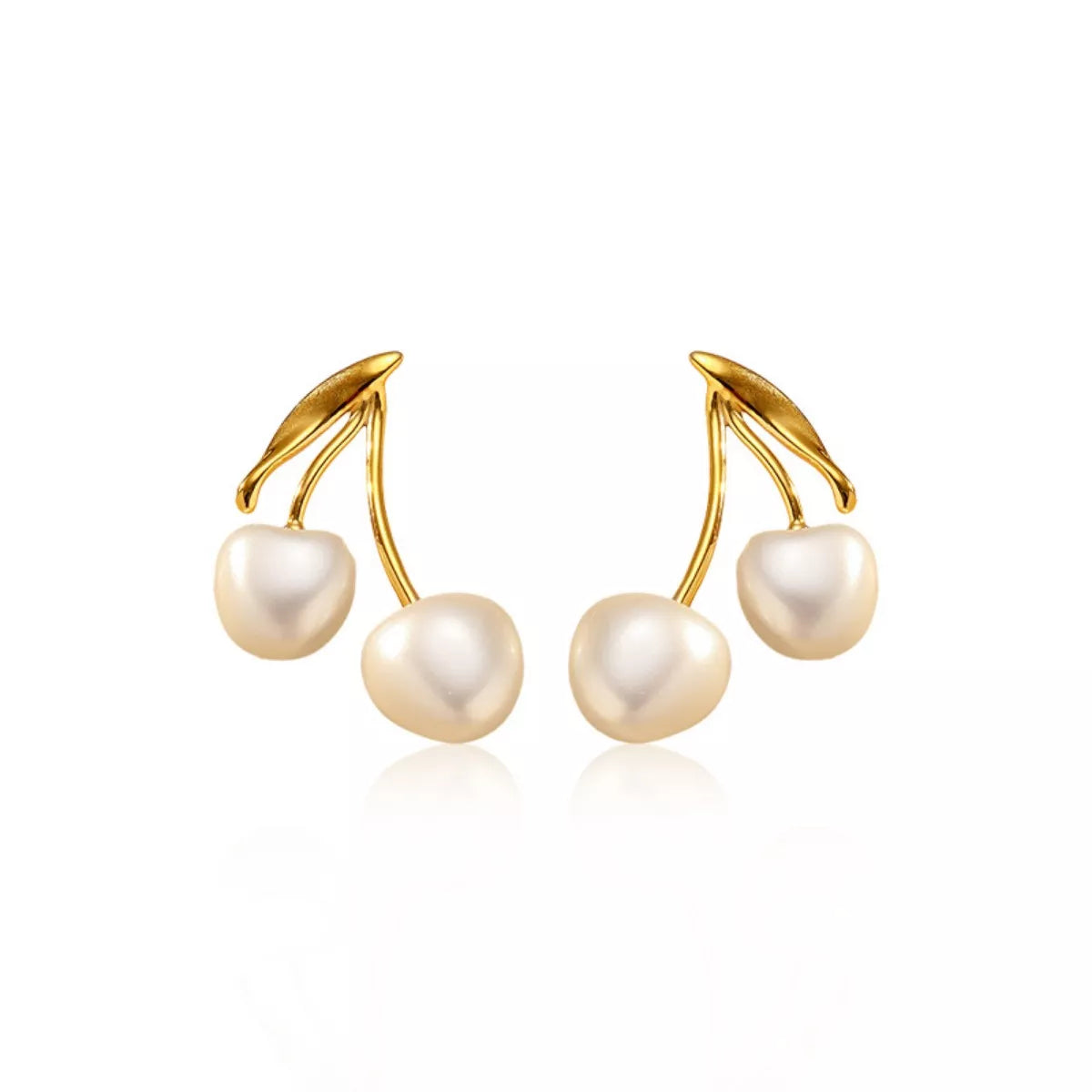 Fashorio Gold / One Size Pearl Cherry Drop Earrings