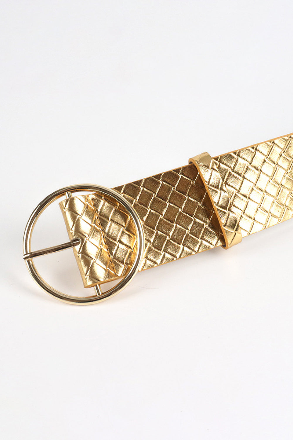 Fashorio Gold / One Size PU Leather Circle Shape Buckle Belt