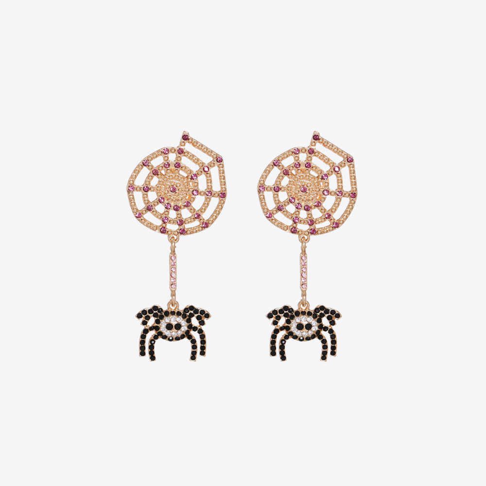 Fashorio Gold / One Size Spider Rhinestone Alloy Earrings
