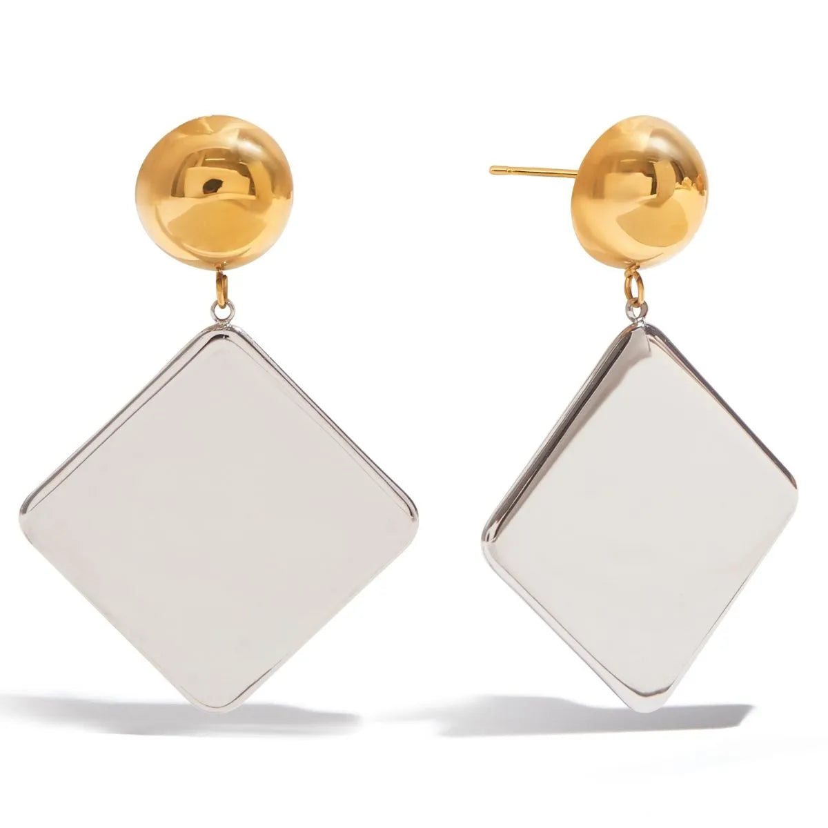 Fashorio Gold / One Size Square Shape Drop Earrings