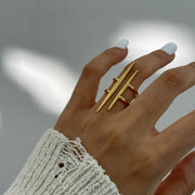 Fashorio Gold / One Size Stainless Steel Asymmetrical Ring