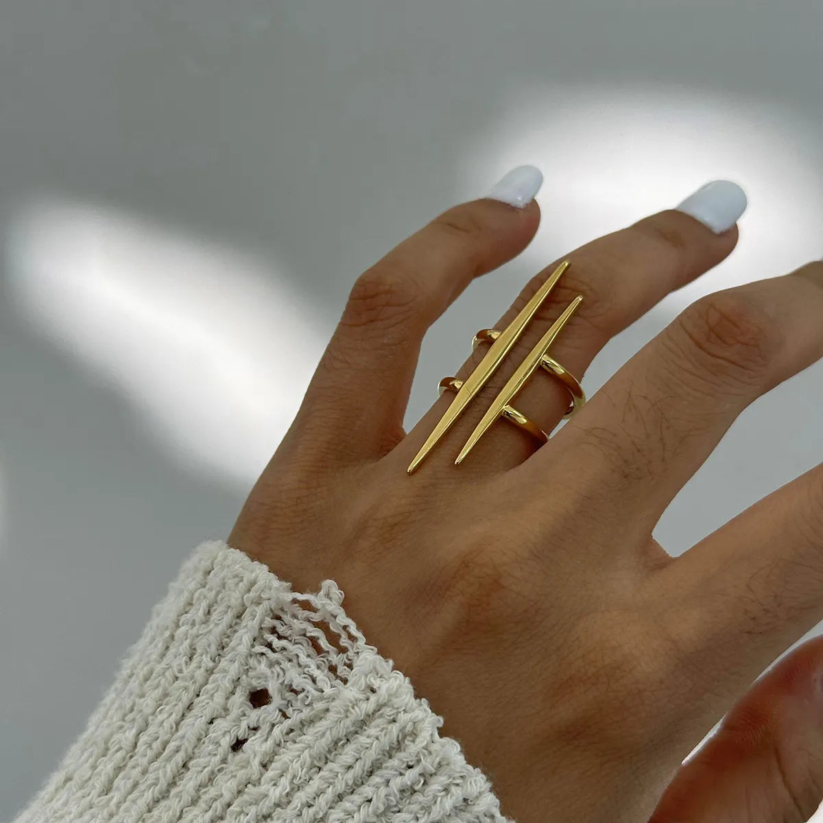 Fashorio Gold / One Size Stainless Steel Asymmetrical Ring