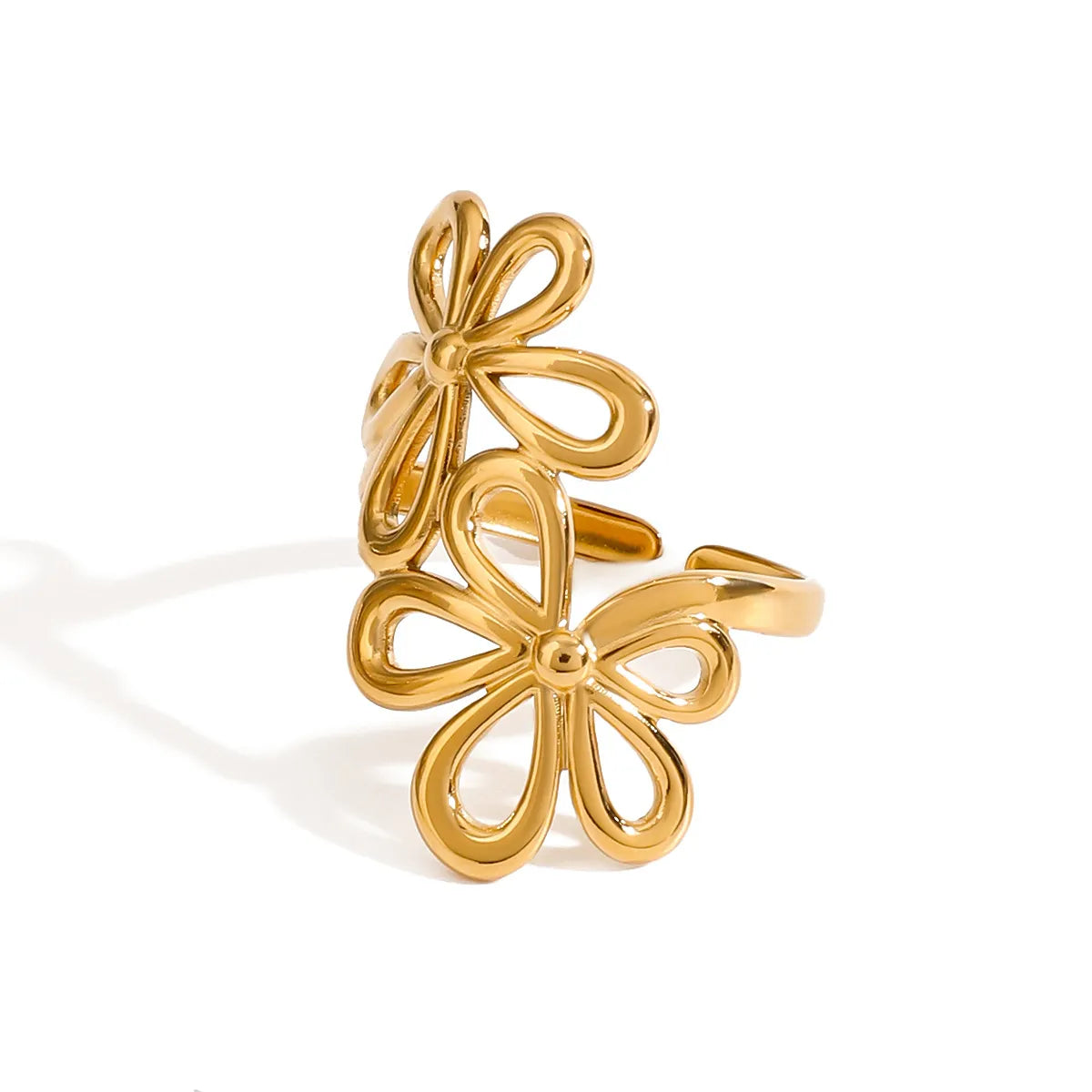 Fashorio Gold / One Size Stainless Steel Flower Ring