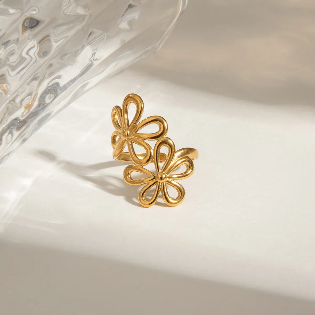 Fashorio Gold / One Size Stainless Steel Flower Ring