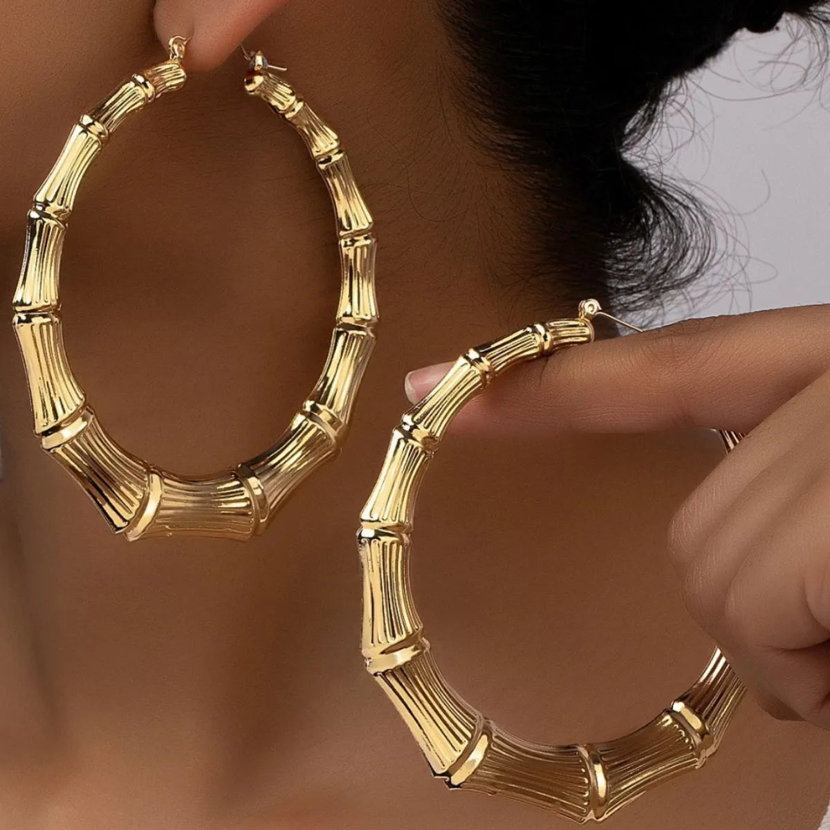 Fashorio Gold / One Size Stainless Steel Textured Hoop Earrings