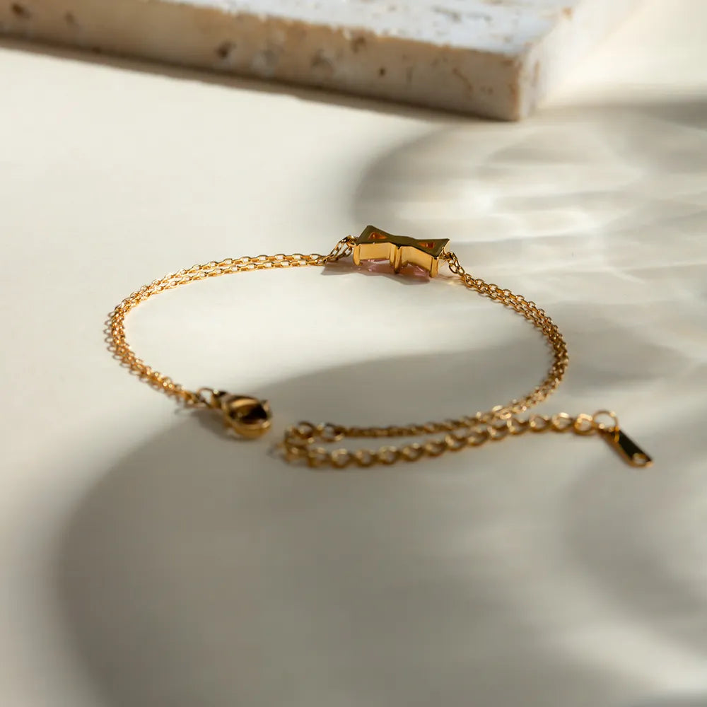 Fashorio Gold / One Size Stainless Steel Zircon Bow Bracelet