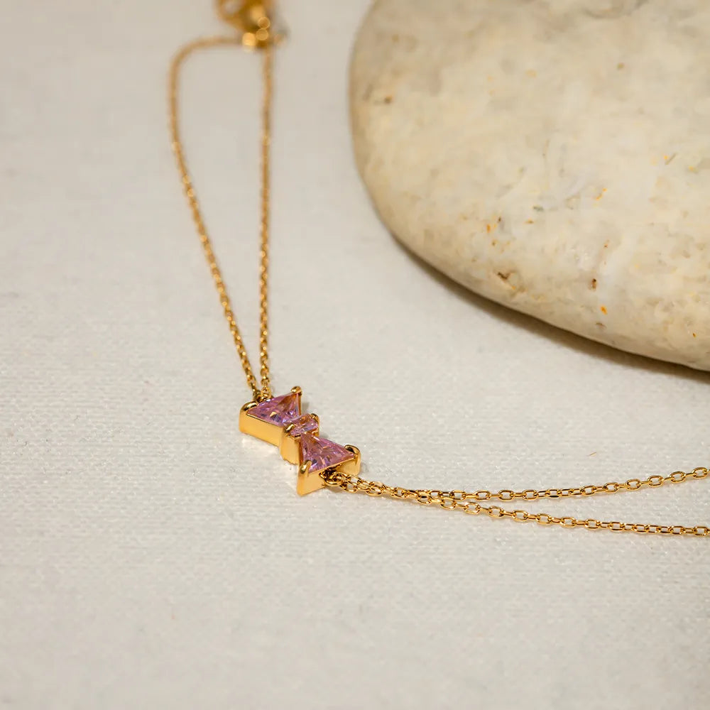 Fashorio Gold / One Size Stainless Steel Zircon Bow Bracelet