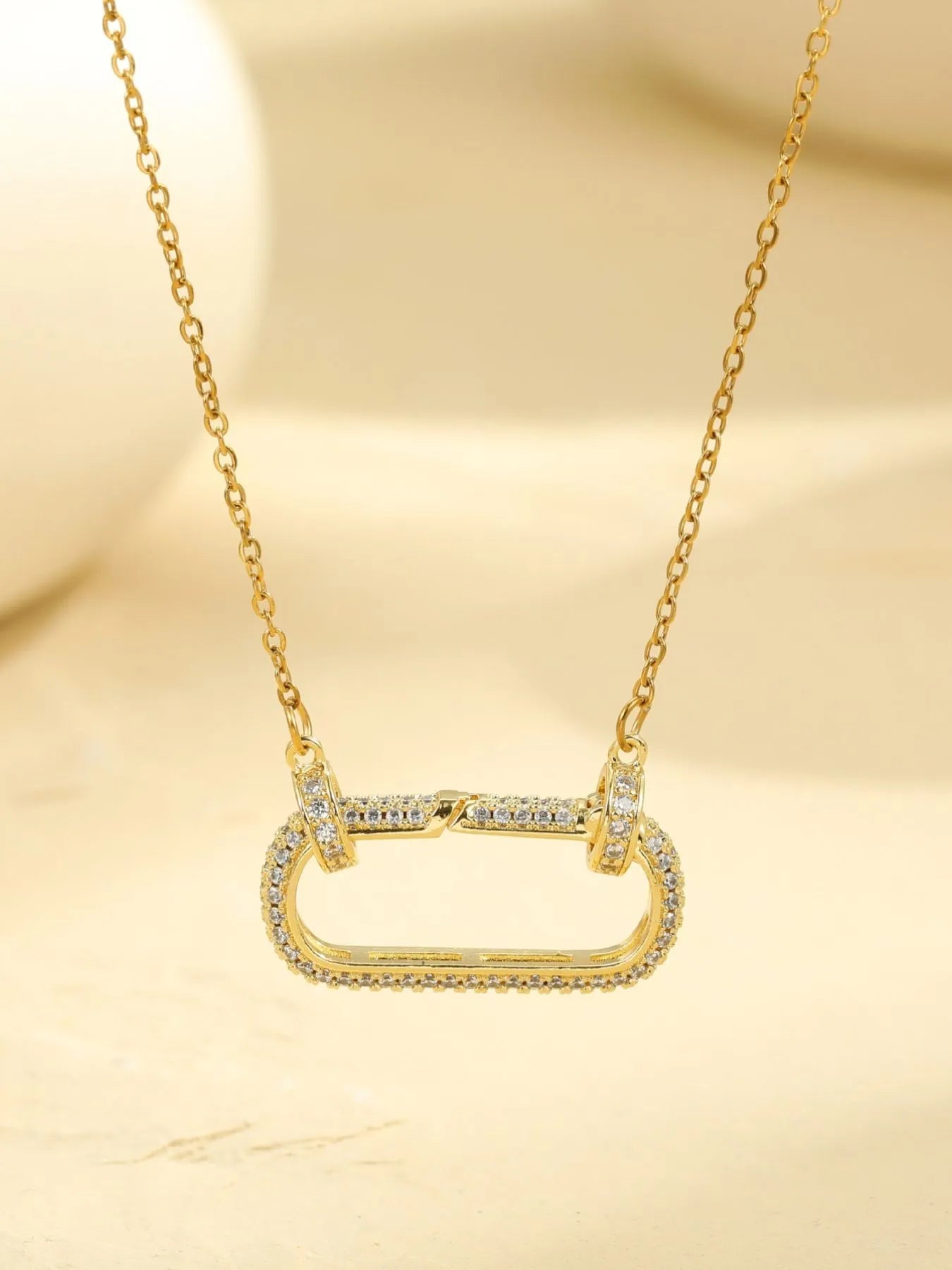 Fashorio Gold / One Size Stainless Steel Zircon Rectangle Pendant Necklace