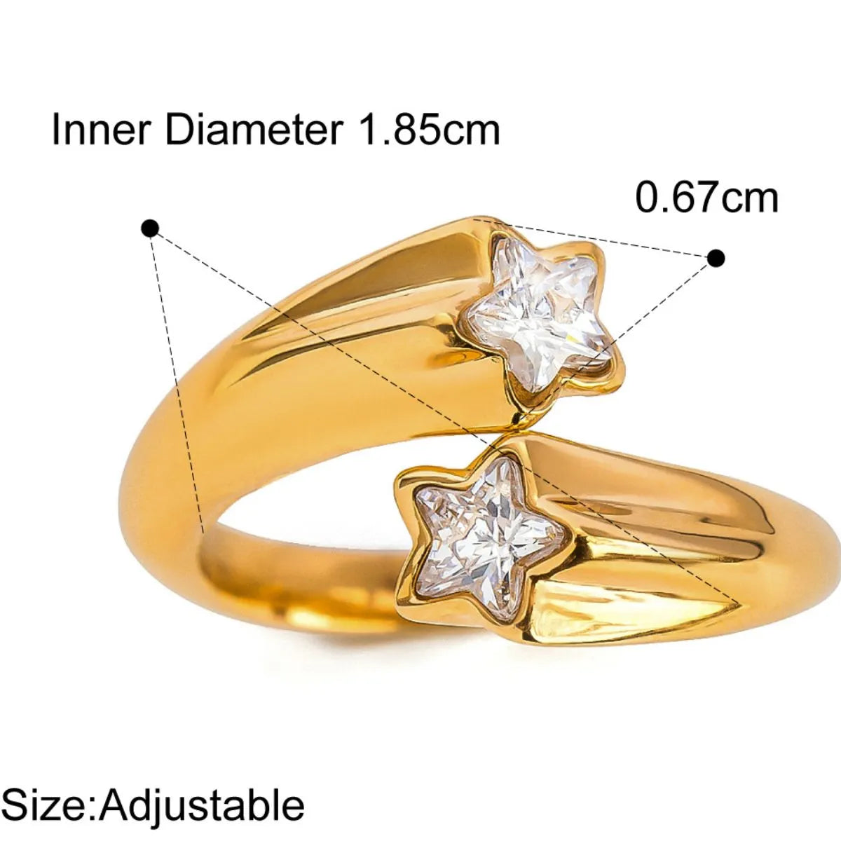 Fashorio Gold / One Size Star Crystal Gold Adjustable Ring