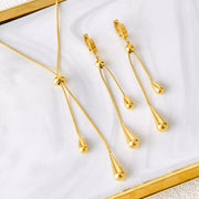 Fashorio Gold / One Size Teardrop Pendant Necklace and Earrings Jewelry Set