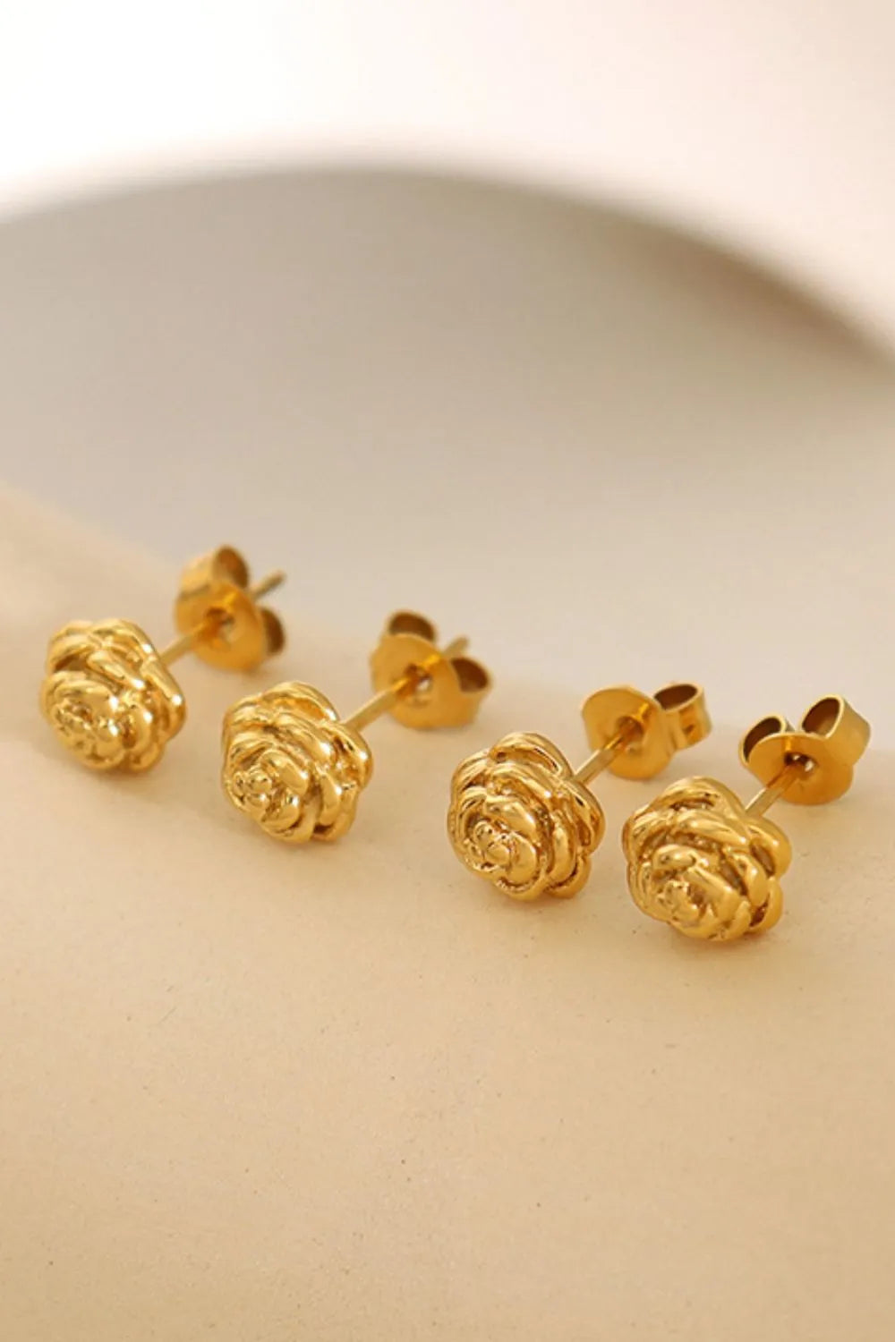 Fashorio Gold / One Size Titanium Steel Flower Stud Earrings
