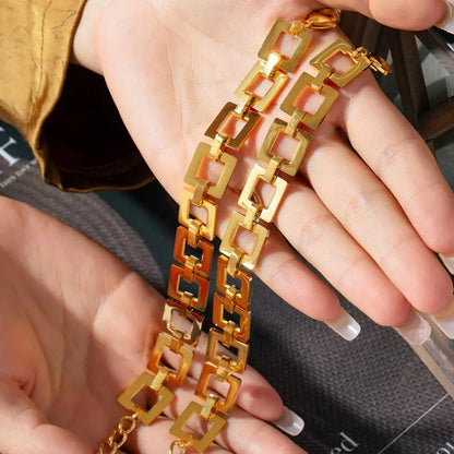Titanium Steel Hollow Square Chain Bracelet - Fashorio