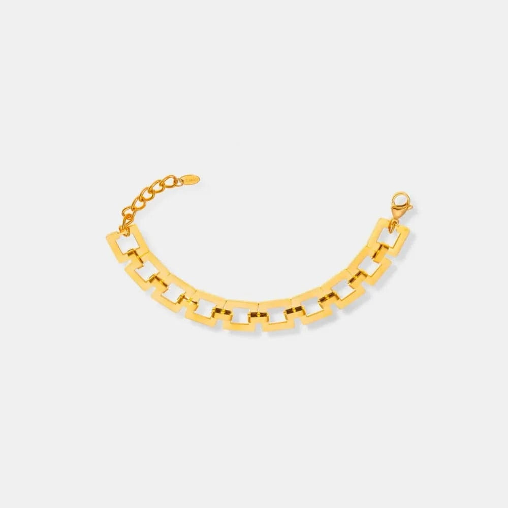 Fashorio Gold / One Size Titanium Steel Hollow Square Chain Bracelet