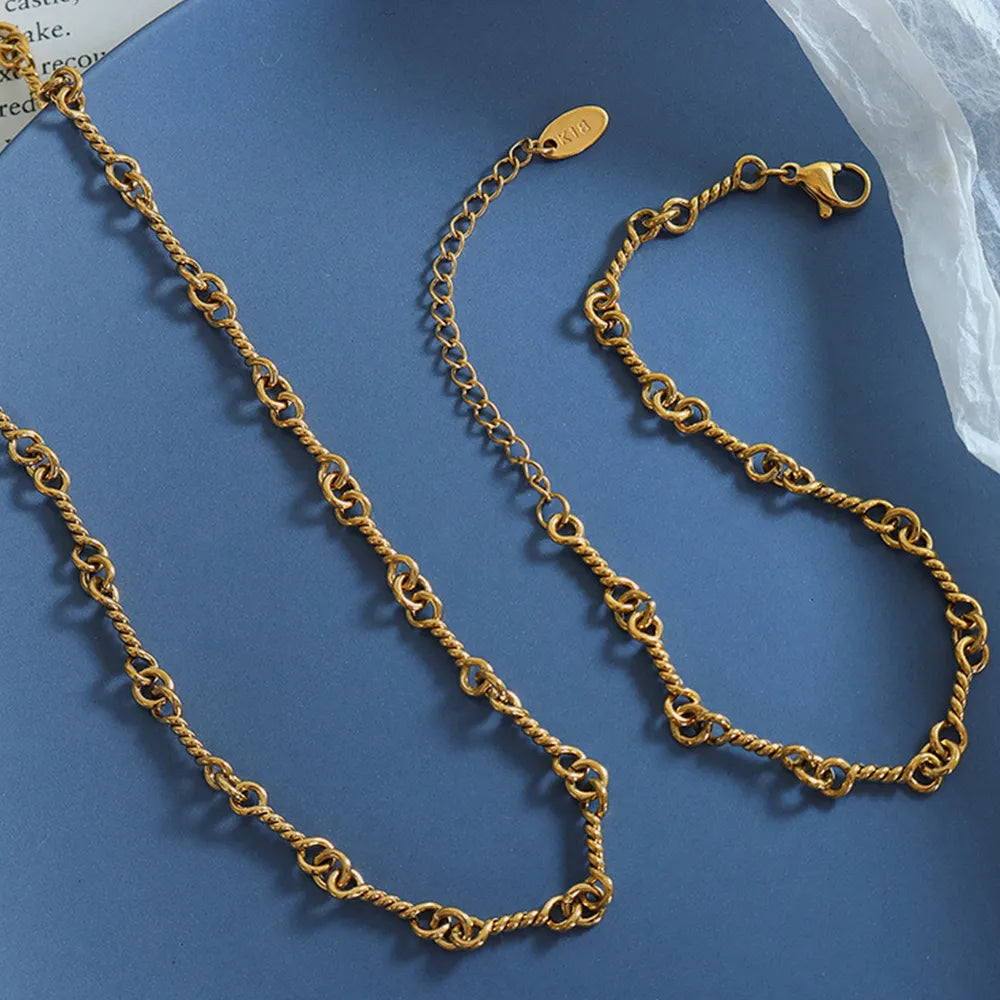 Fashorio Gold / One Size Titanium Steel Link Chain Bracelet