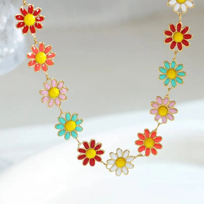 Titanium Steel Oil Drip Flower Bracelet - Fashorio