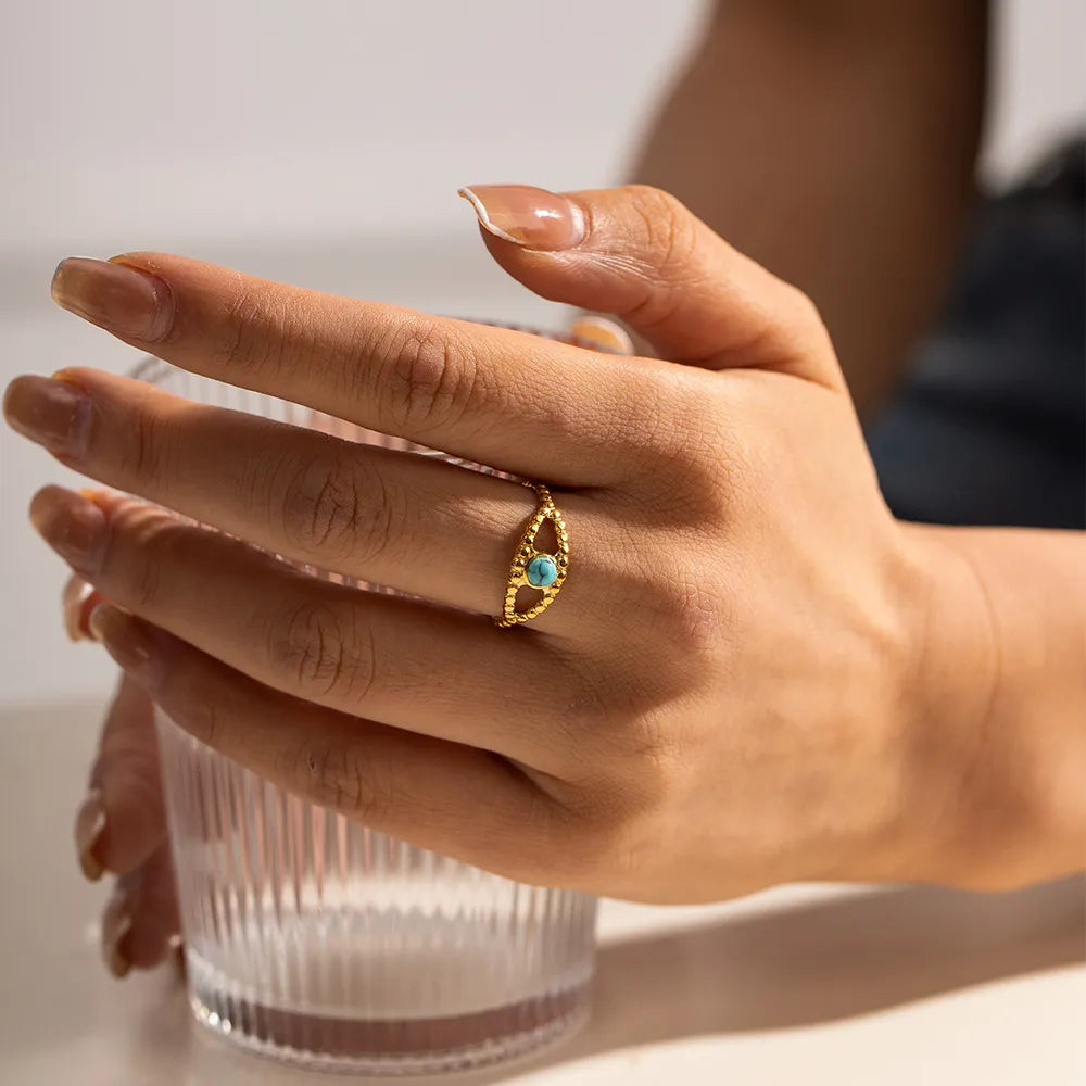 Fashorio Gold / One Size Turquoise Eye Design Ring