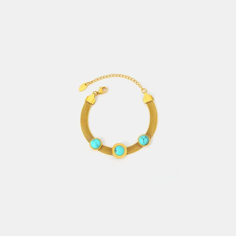 Fashorio Gold / One Size Turquoise Titanium Steel Bracelet
