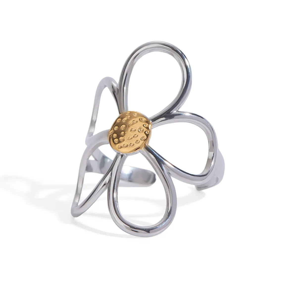 Fashorio Gold / One Size Two-Tone Daisy Flower Ring