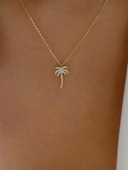 Fashorio Gold / One Size Zircon Palm Tree Pendant Necklace