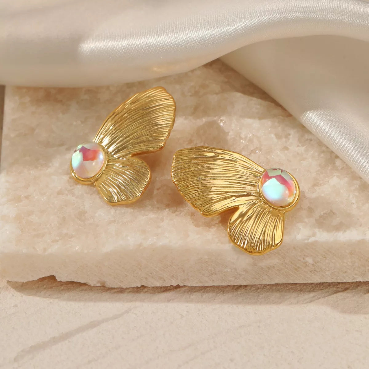 Fashorio Gold / onesize 18K Gold-Plated  Butterfly Wing Earrings