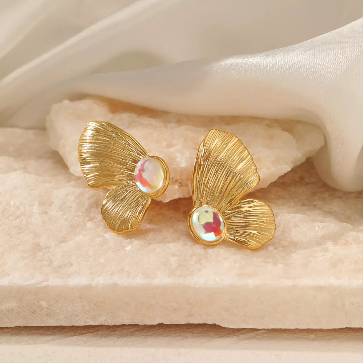 Fashorio Gold / onesize 18K Gold-Plated  Butterfly Wing Earrings