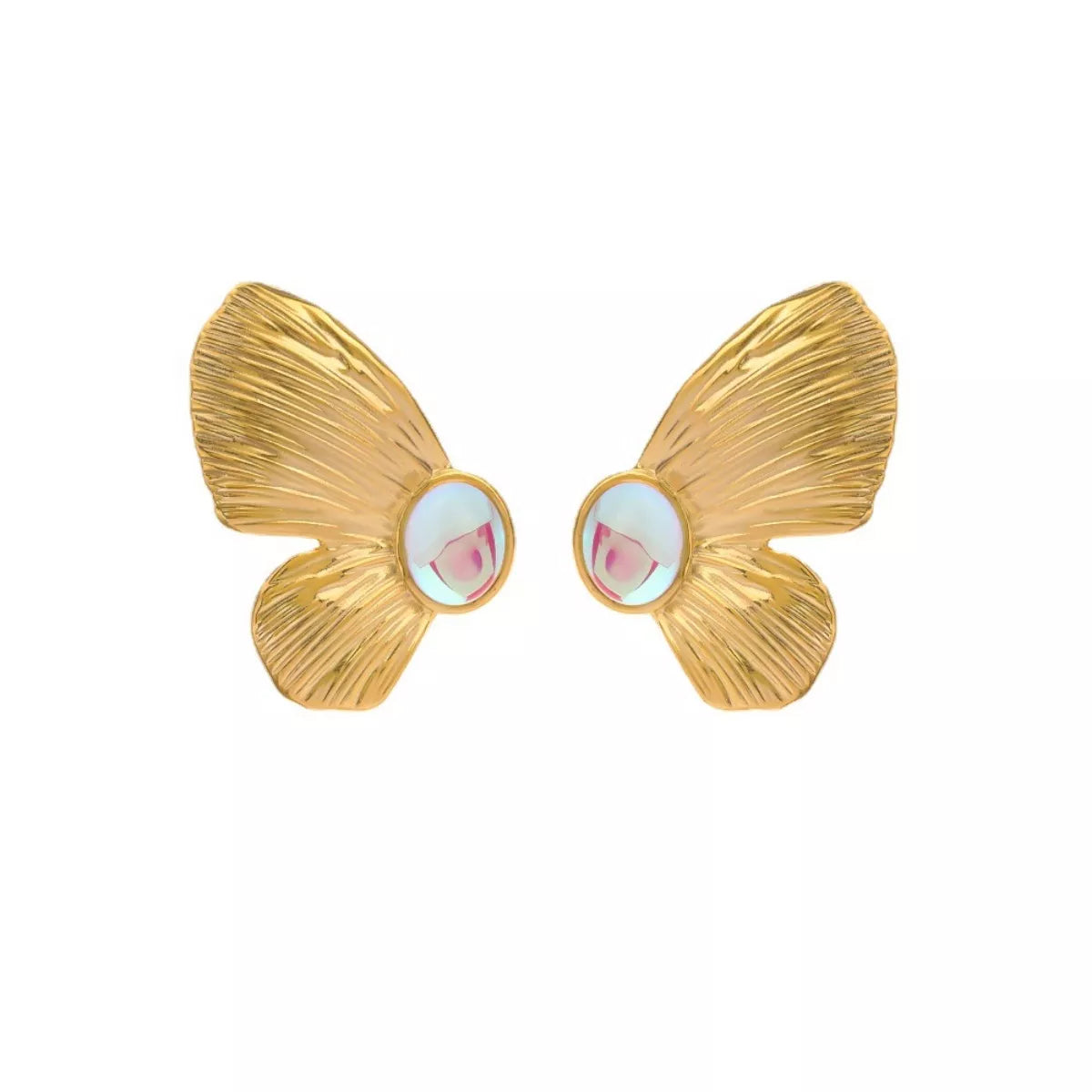 Fashorio Gold / onesize 18K Gold-Plated  Butterfly Wing Earrings