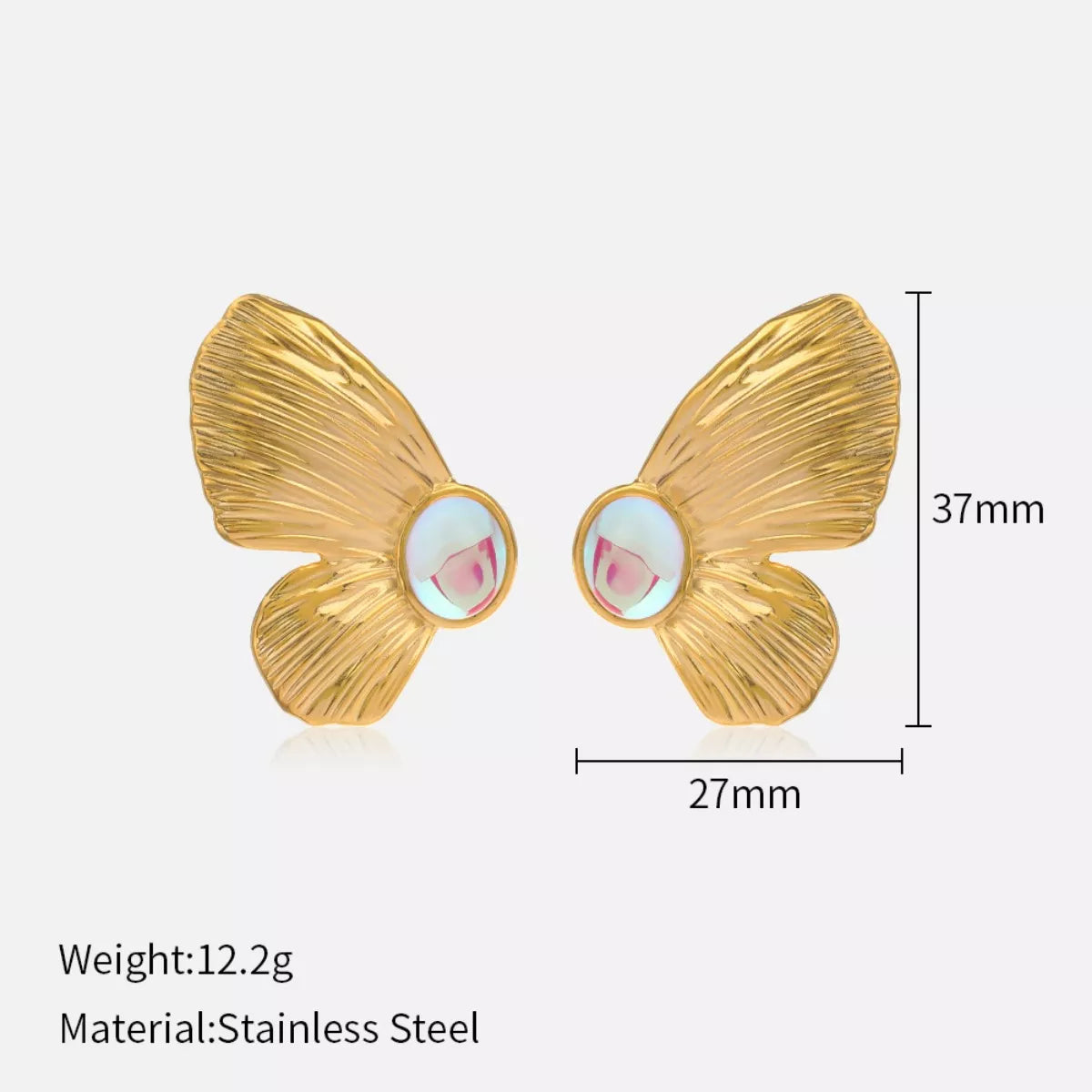 Fashorio Gold / onesize 18K Gold-Plated  Butterfly Wing Earrings
