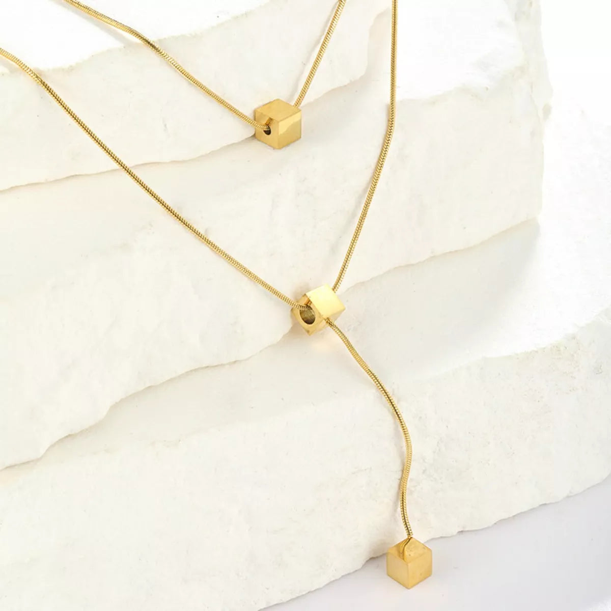 Fashorio Gold / onesize 18K Gold-Plated Double Layered Geometric Necklace