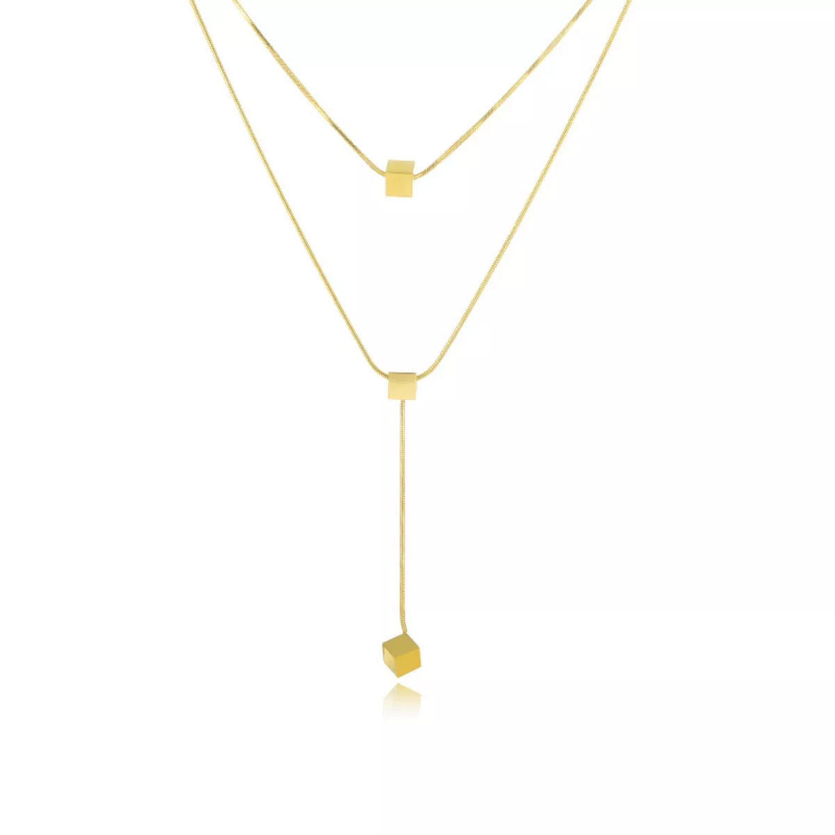 Fashorio Gold / onesize 18K Gold-Plated Double Layered Geometric Necklace