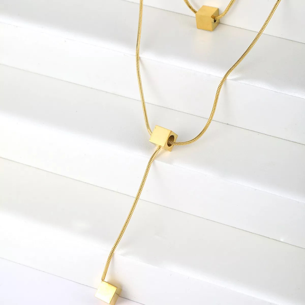 Fashorio Gold / onesize 18K Gold-Plated Double Layered Geometric Necklace