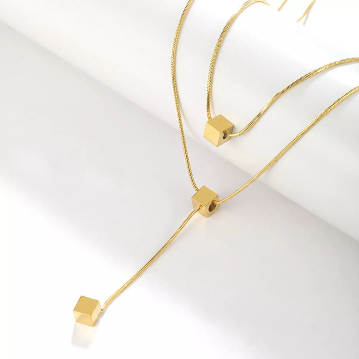 Fashorio Gold / onesize 18K Gold-Plated Double Layered Geometric Necklace