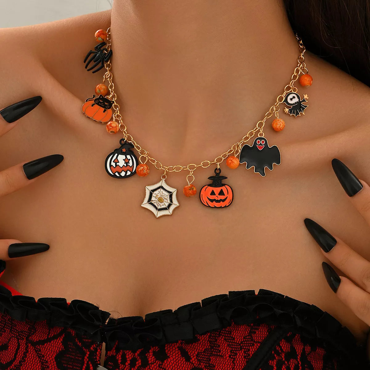 Fashorio Gold / onesize 18K Gold-Plated Halloween Charm Necklace