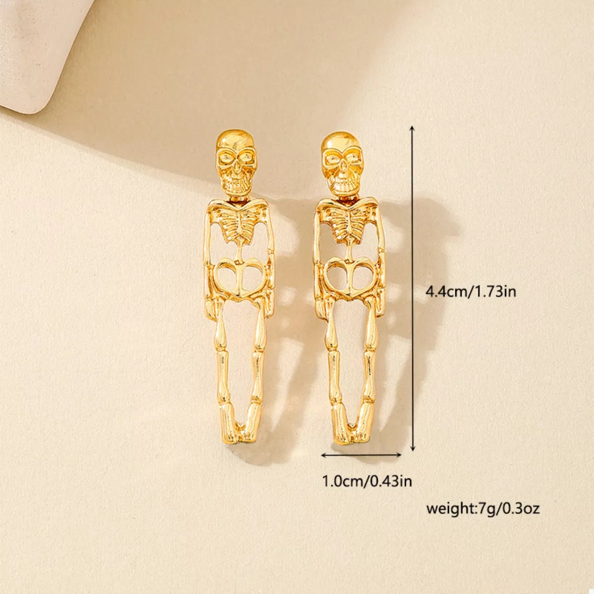 Fashorio Gold / onesize Halloween 18K Gold-Plated Skeleton Earrings