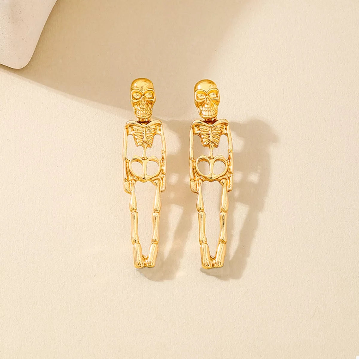 Fashorio Gold / onesize Halloween 18K Gold-Plated Skeleton Earrings