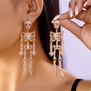 Fashorio Gold / onesize Halloween Skeleton Skull Zircon Drop Earrings
