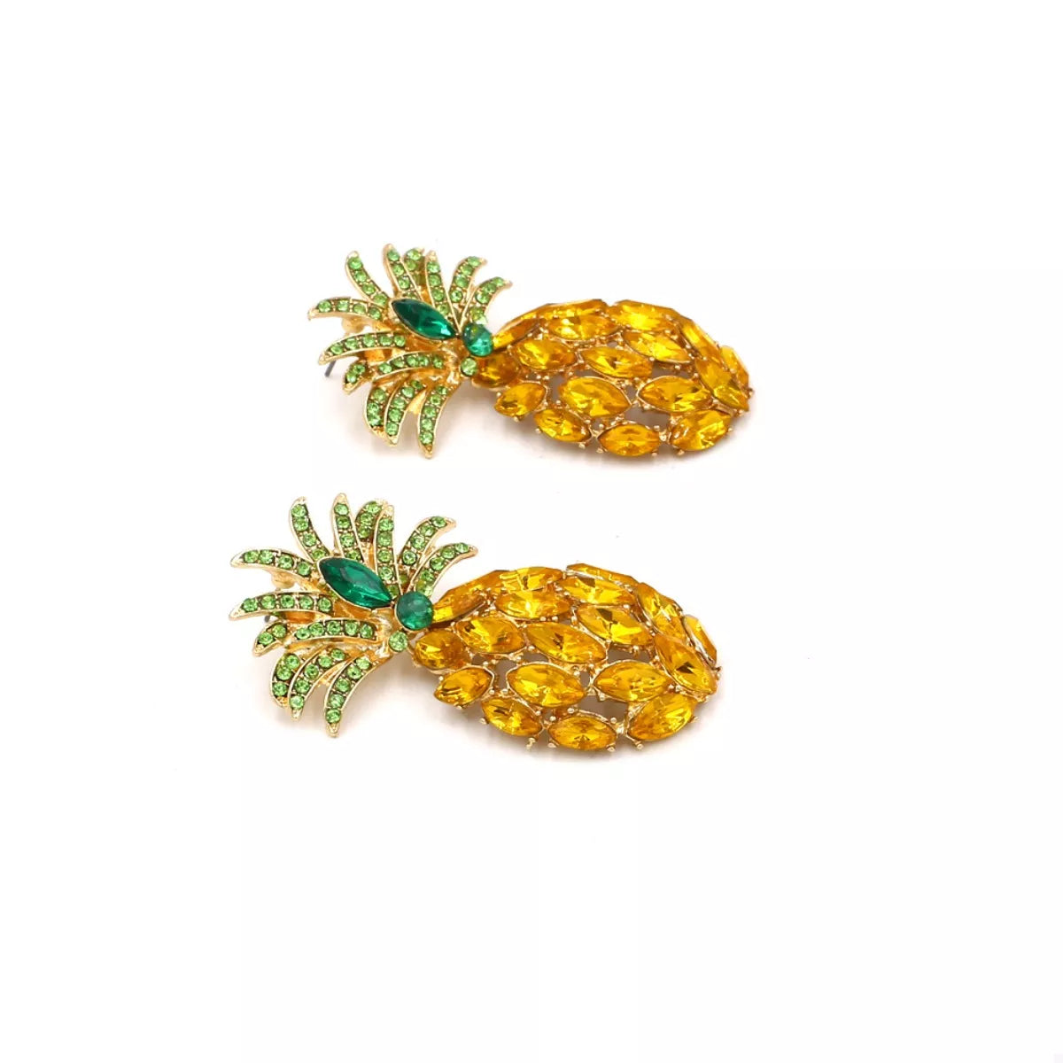 Fashorio Gold / onesize Pineapple Rhinestone Dangle Earrings