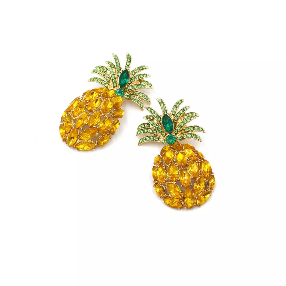 Fashorio Gold / onesize Pineapple Rhinestone Dangle Earrings