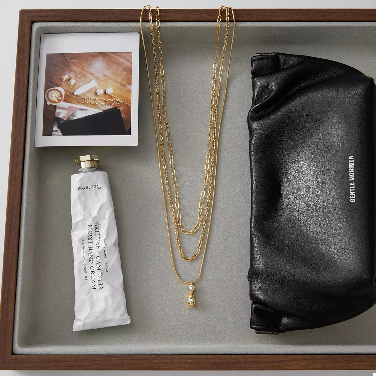 Fashorio Gold / onesize Three Layered Pendant Necklace