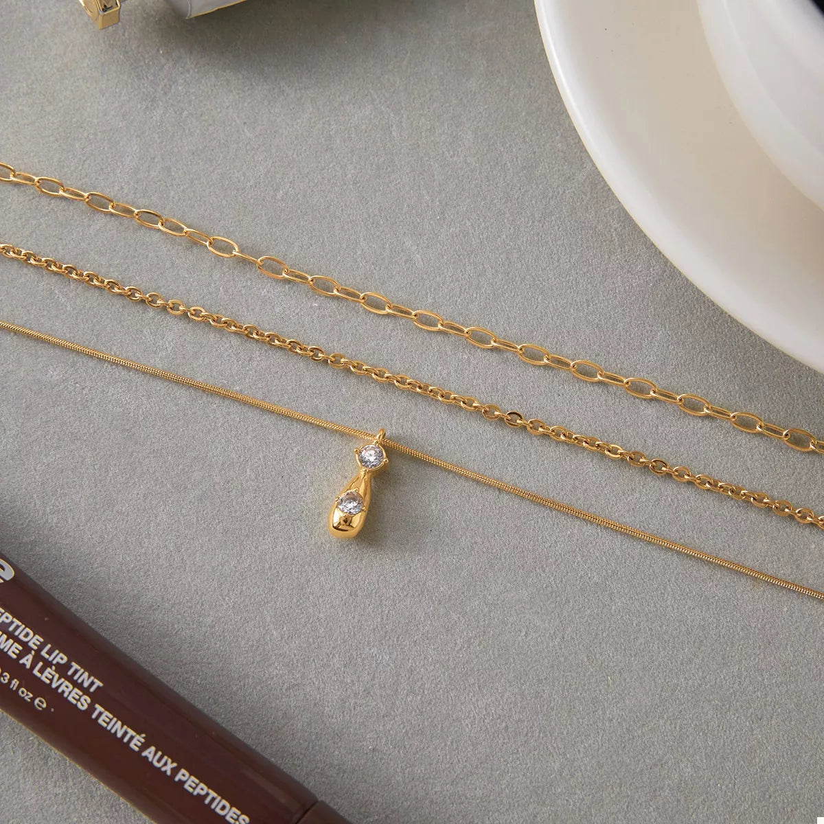 Fashorio Gold / onesize Three Layered Pendant Necklace