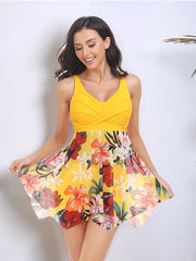 Fashorio Gold / S Printed Wide Strap Two-Piece Swim Set