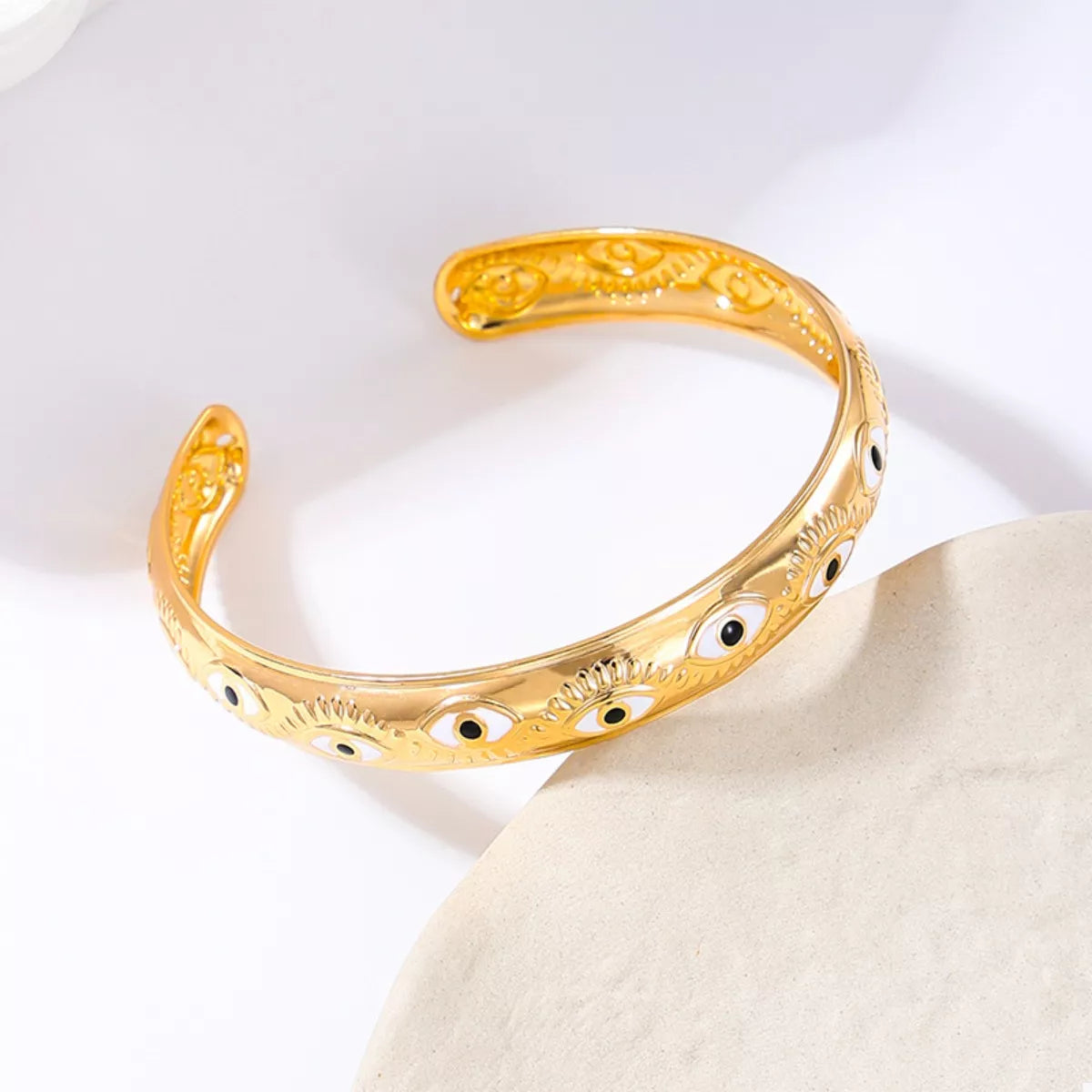 Fashorio Golden / One Size Evil Eye Open Bangle Bracelet