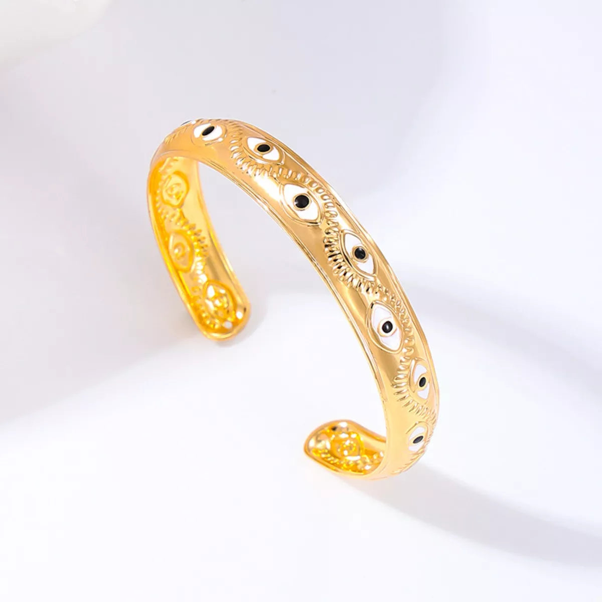 Fashorio Golden / One Size Evil Eye Open Bangle Bracelet
