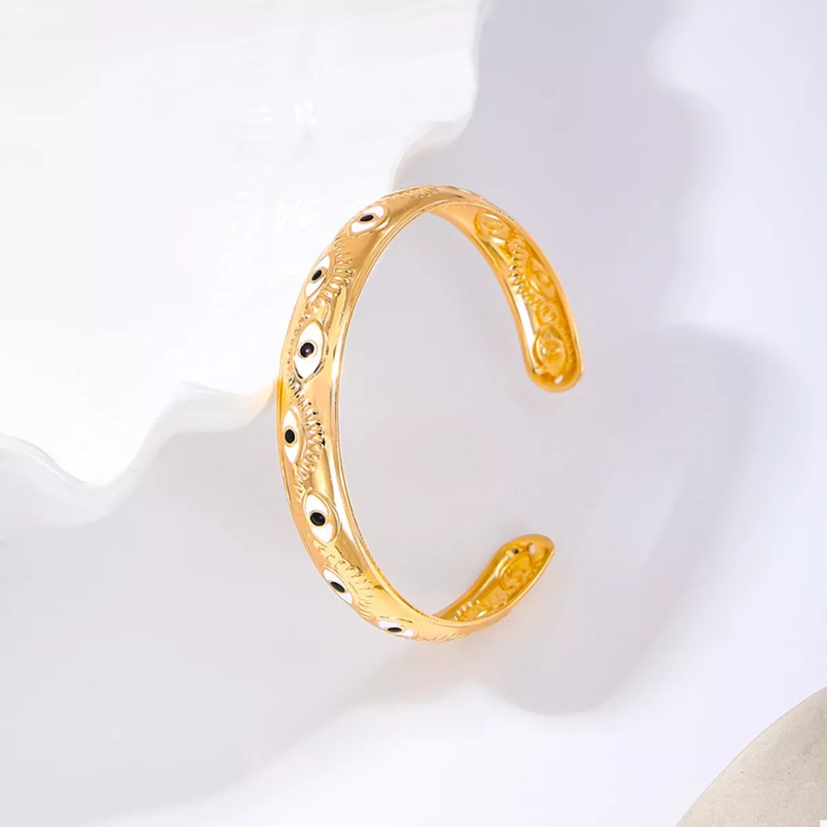 Fashorio Golden / One Size Evil Eye Open Bangle Bracelet
