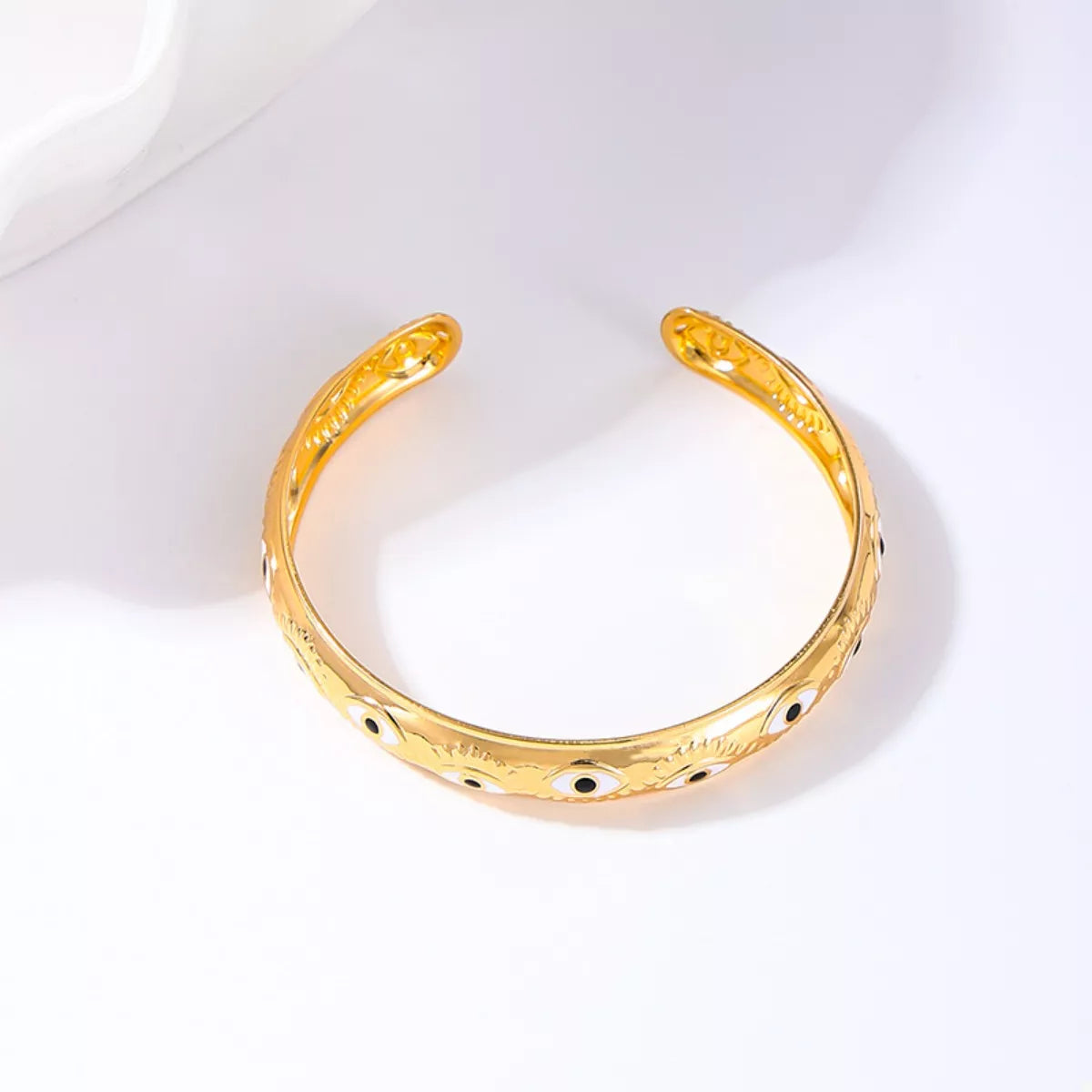 Fashorio Golden / One Size Evil Eye Open Bangle Bracelet