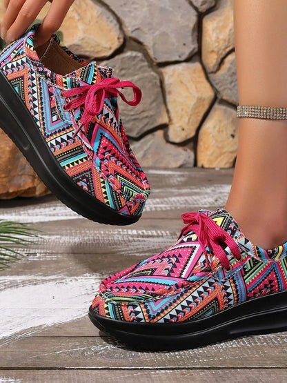 Graffiti Print Platform Sneakers - Fashorio